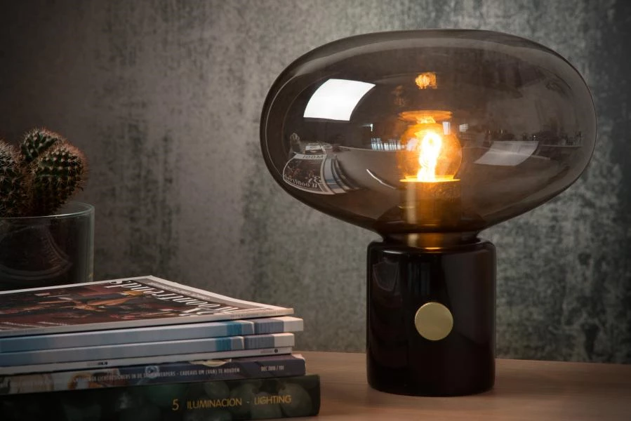 Lucide CHARLIZE - Lampe de table - Ø 23 cm - 1xE27 - Fumé - ambiance 2